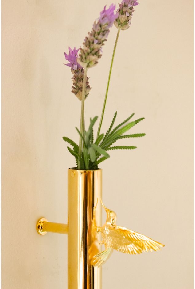 3_Vaso Tubo De Parede Beija Flor Ouro - Sui Objetos -24-